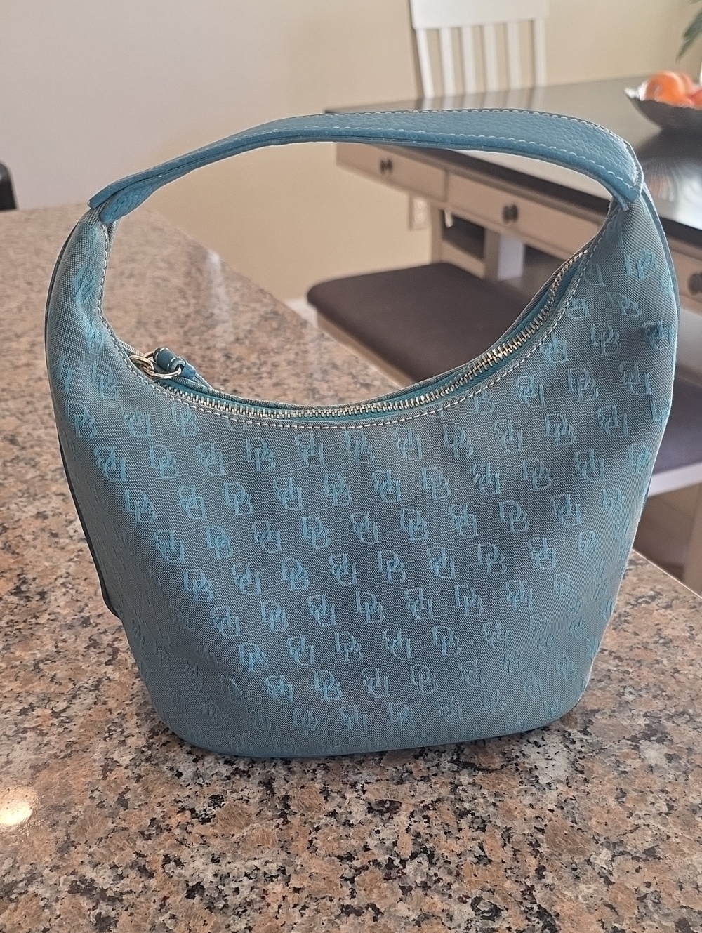 Dooney & Bourke Teal Logo-Print Shoulder Bag